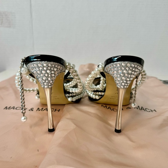 NEW Mach & Mach Diamond of Elizabeth Embellished PVC Black 110mm - Picture 7 of 9